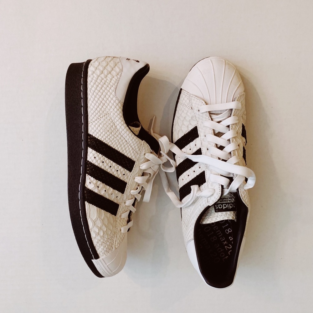 Custom b/w adidas hard shell sneakers. - Picture 1 of 1